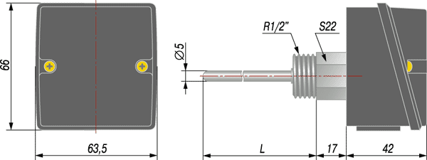 Габаритный чертеж термопреобразователя ОВЕН ДТС3105 Габаритный чертеж термопреобразователя ОВЕН ДТС3105