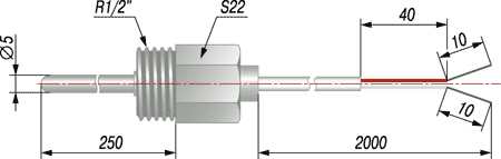 Габаритный чертеж термопреобразователя ОВЕН ДТС194 Габаритный чертеж термопреобразователя ОВЕН ДТС194