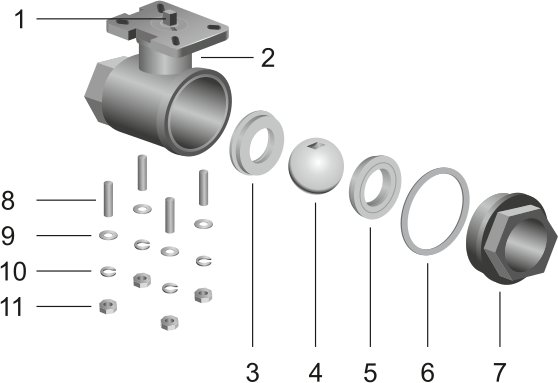 Двухсоставной резьбовой шаровый клапан VALMA серии BAV
