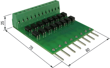 ПДИ5-8. Платы подключения к дискретным входам ОВЕН ПЛК100, ПЛК150, ПЛК154 уровней TTL (0–5 В)