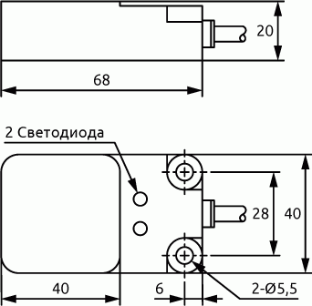 Габаритные размеры индуктивных датчиков ONDO LS-40